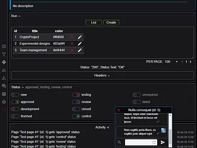 Targets". Api-X Page screenshot. dark