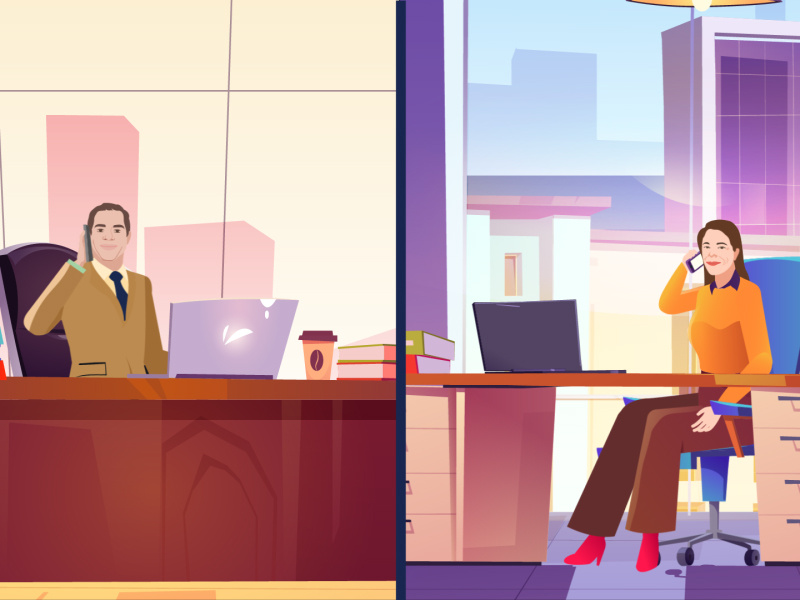 Meeting Over Mobile Phones 2d animation adobe after effects animation call character conference illustrator infographics meeting mobile motion design motion graphics office phone split scree ui