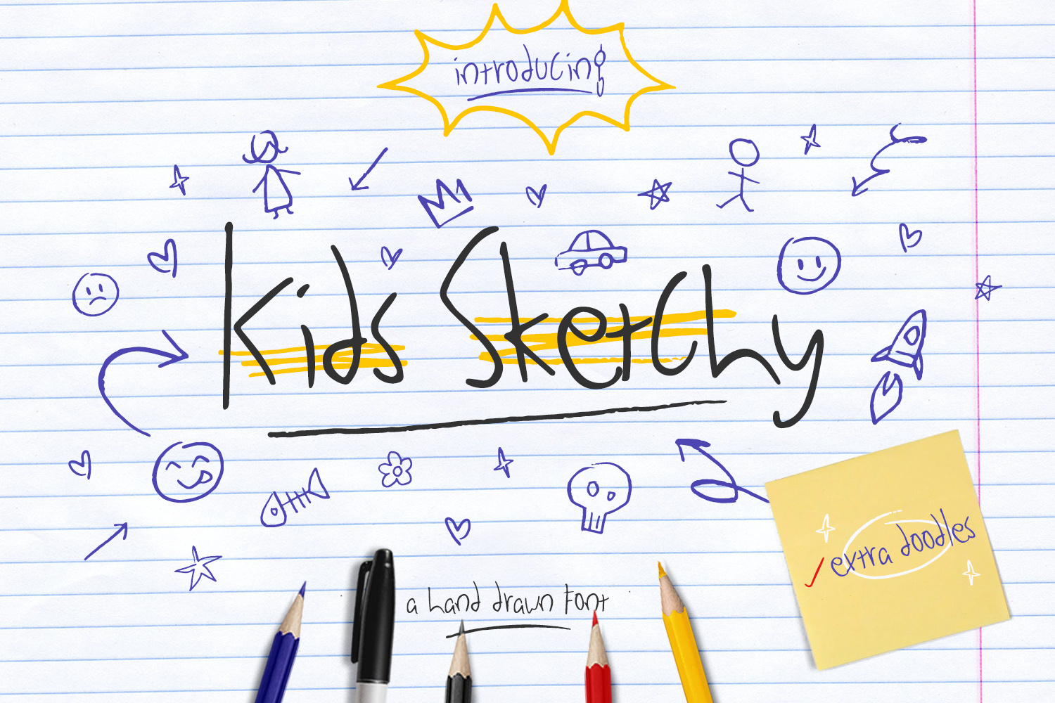 Kids Sketchy - Handwritten Font doodle font free download handrawn handwritten kids font school scribble sketch typeface