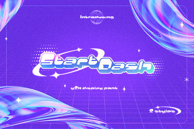 Start Dash - Y2K Display Font aesthetic display font font foundry free download futuristic font synthwave typeface vaporwave y2k