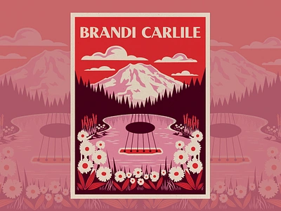 Brandi Carlile Poster acoustic guitar design flowers gig poster graphic design illustration mountain nature poster design typography vector