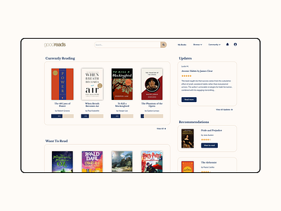 Goodreads - Home Page Redesign Concept book design goodreads home home page landing page reading redesign ui user interface web web design website design