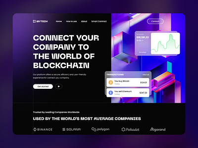 MYTECH - Blockchain Service blockchain crypto design hero landingpage ui ui design ux ux design webdesign website