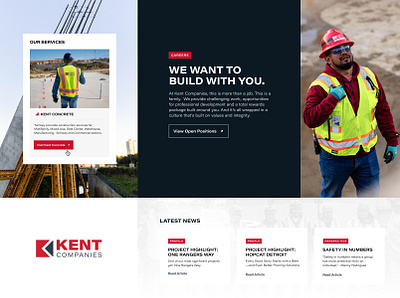 Kent Companies agency branding build concrete construction design development grand rapids platform web design website