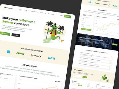 Make Your Retirement Dreams Come True - IRAgenie Landing Page branding clean creative design figma financialservices illustration landingpage modern prototyping retirementplanning ui uidesign uiux uiuxdesign userexperience uxdesign webdesign website