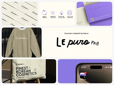 Branding & Logo Design for Le Puro Me startup amazon brand app design beauty industry bento style brand branding cosmetic brand cosmetics cosmetics brand design inspiration korean cosmetics logo design logo development logotype modern skin care skincare ui design wellness