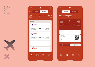 Boarding Pass App app design ui