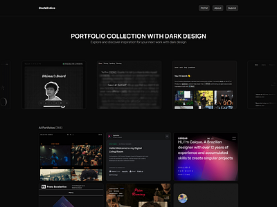 Darkfolios New Home Page branding code coding css dark darkdesign darkweb design develop html interface tailwind ui ux web website