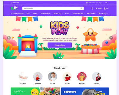 Toys Store Ecommerce - By Codearies ecommerce ecommerce website kids kids shopping toy store ui ui ux