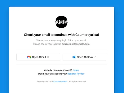 Countercyclical · Login · Magic Links · Confirmation button confirmation countercyclical design email enterprise finance gmail graphic design login logo magic links minimal outlook platform ui