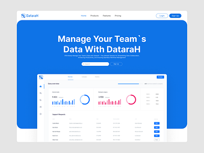 DataraH Data Management Landing Page dailyui data management landing page ui ui design