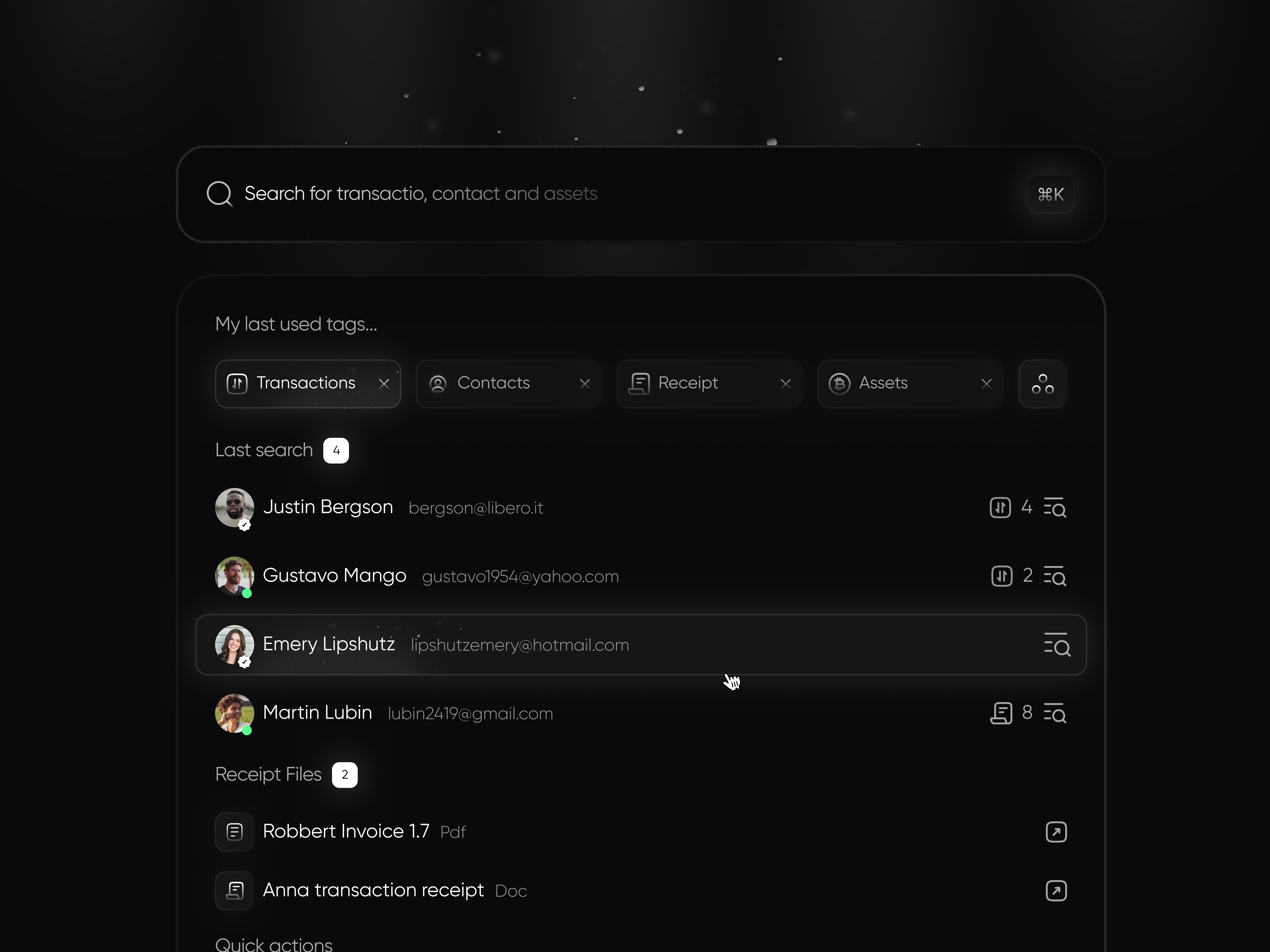 ✦ Coinnect - Search Box Component 2024 accessibility coinnect componnet dark financial modern search searchbox searchresult ui uicomponent ux