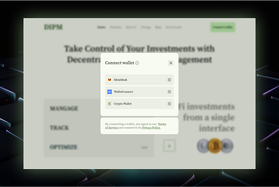 DIPM Connect Wallet Designs - web and mobile screens animation app design crypto defi defi app defi app design defi website ui design logo mobile design product design ui uidesign uiux ux web3 website ui