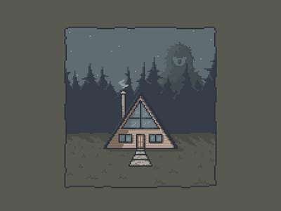 Monster Cabin Pixel Illustration cabin illustration monster pixel pixel art pixel artist pixelated spooky
