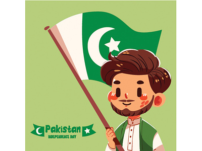 Illustration Pakistan Independence Day Celebration boy cartoon celebration commemorate country day event festival fireworks flag holiday icon independence national pakistan pakistani patriot pride symbol unity