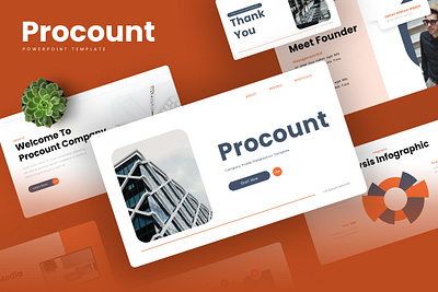 Procount PowerPoint Template blue business company gsl key modern orange ppt pptx presentation template procount profile ui website
