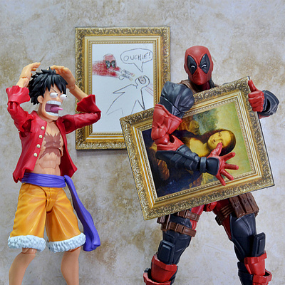 Deadpool and Luffy The Art Thieves Extraordinaire! actionfigure anime diorama photography photoshoot toyphotography