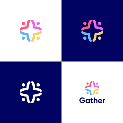 A colorful abstract logo design featuring a cross-shaped symbol simple