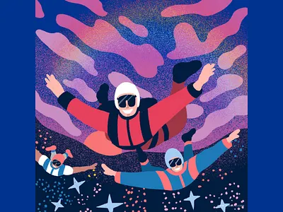 Sky Diving illustration sky diving sunset