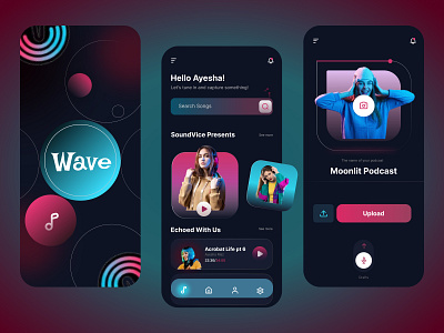 Podcast Mobile App android app black clean colorful dark theme design interface ios app minimal mobile mobile app podcast podcast mobile app ui ui design user interface ux ux design uxui