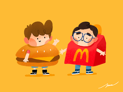 McLove art burger cartoon character color colorful cute design happy illustration love mc mcdonalds meal