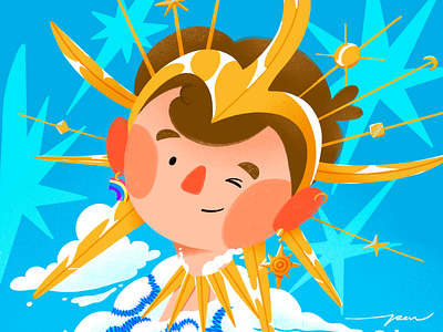 Goddess art cartoon character cloud color colorful cute design god goddess gold illustration star sun universe