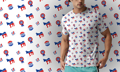 Democratic Party Pattern T shirt Design branding election graphic design pattern presidential seamless pattern tshirt design usa