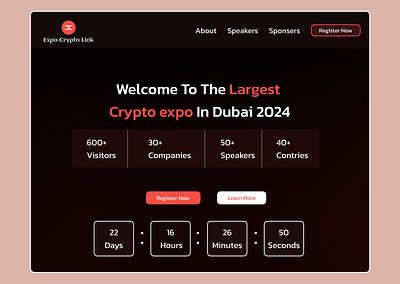 Crypto Expo Landing Page UI design crypto expo design dubai expo landing page mobile app ui ui design ui designer user interface ux design website design