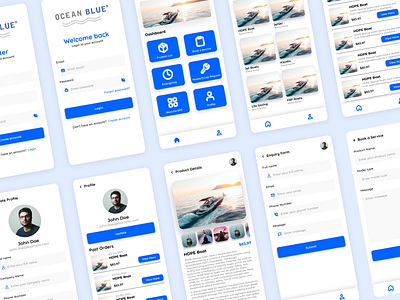 Ocean Blue - Marine Services App Design cleandesign marineservices mobileappdesign uidesign uxdesign