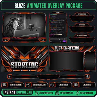 Professional Orange Overlay - Clean Stream stream graphics