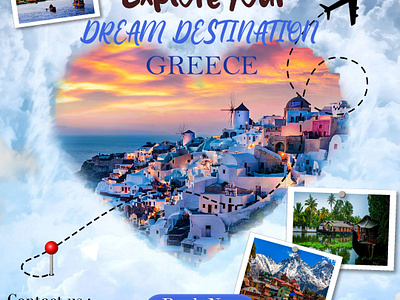 Explore Your Dream Destination Greece Social Post branding graphic design greece illustation logo matepainting socialpost