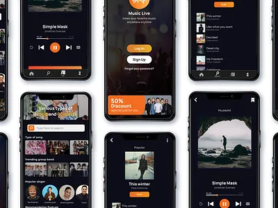 Music Live App app design mobile music ui ux