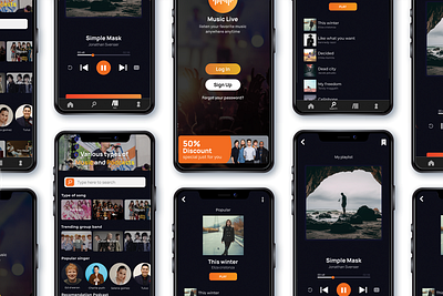 Music Live App app design mobile music ui ux