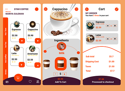 Star Coffee App UI app coffee app color design typography ui uiux ux