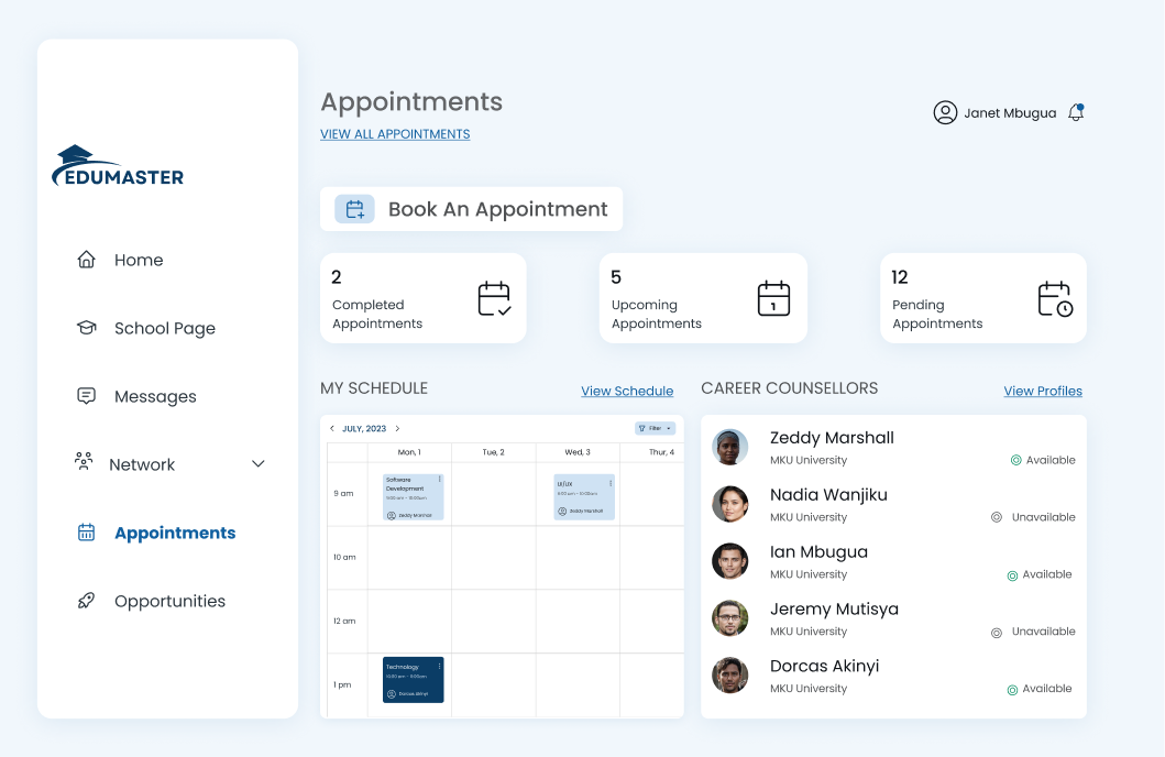 Appointment Booking Dashboard appointment dashboard ui web web design