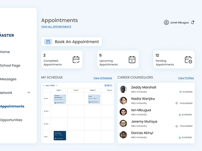 Appointment Booking Dashboard appointment dashboard ui web web design
