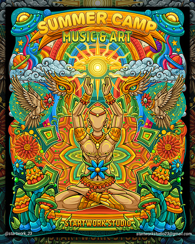 SUMMER ART EDITION cover art digital art hippie hippie art poster poster design poster illustration psychedelic psychedelic art summer summer art summer camp summer party trippy trippy art vector art visionary visionary art