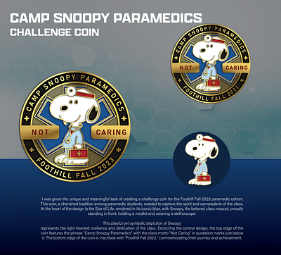 CAMP SNOOPY PARAMEDICS CHALLENGE COIN 3d animation branding coin comemorative crypto design graphic design illustration logo ui