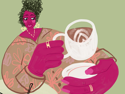 morning rituals advertising brand identity branding breakfast character coffee coffee art concept art drawing editorial girl green illustration magazine morning pink sketch woman