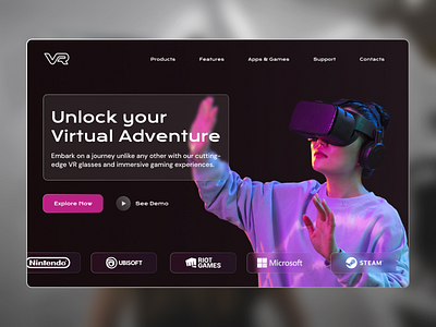 UI Landing Page (VR Experience) gaming junior design landing page ui vr experience web design