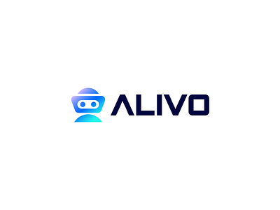 Alivo Chat Bot Logo Design, Robot Minimalist Logo alivo logo brand identity chatbot logo design gradient logo logo logo design logo designer logo maker minimal robot logo minimalist modern robot logo unique robot logo design