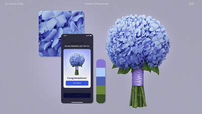 Mobile in-Game Gifts. Bouquet of hydrangea 2d assets blue design design element flower graphic design illustration mobile object ui