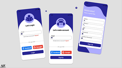 Reading Books Auth Template android developer app design app designing app developer app template atharibrahimkhalid auth system auth template book app book reading app design login login template mobile template popular template ui