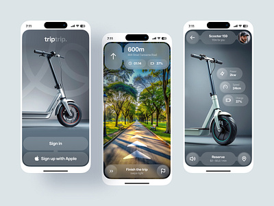 triptrip. — Scooters App Concept app charge design electric interface iphone mobile mobile app mobile interface power scooter sign in sign up speed trip ui uiux ux