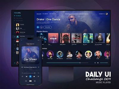 Daily UI - 009 - Music Player Daily UI - 009 - Music Player App app design branding dailyui design figma illustration mockup mockup design music music app music player music player app ui ui design uiux user interface ux