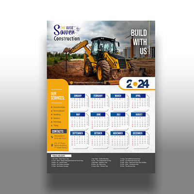 Business Calendar 2024 business calendar construction graphic design