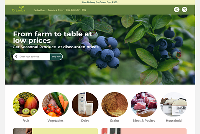 Organic Farmers Market Web Design ecommerce farm farmersmarket market organic sale ui ux webdesign website