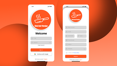 Gourmet Recipe - Mobile App UI Design app design figma figma design ui ui design ui ux