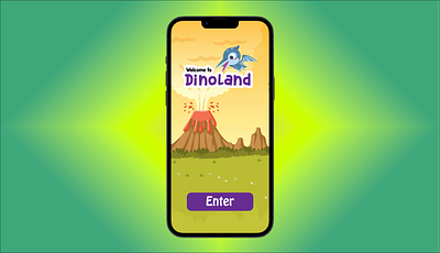 Dinoland Mobile App Prototype cartoon dinosaur education figma interactive mobile app prehistoric prototyping uiux vector