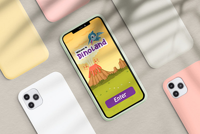 Dinoland Mobile App Prototype cartoon dinosaur education figma interactive mobile app prehistoric prototyping uiux vector